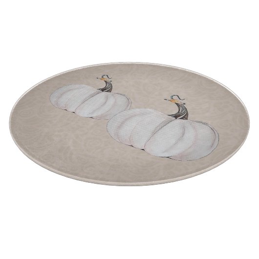 White Pumpkins Waterverf Art Pattern Snijplank (Hoek)