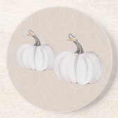 White Pumpkins Waterverf Art Pattern Zandsteen Onderzetter (Voorkant)