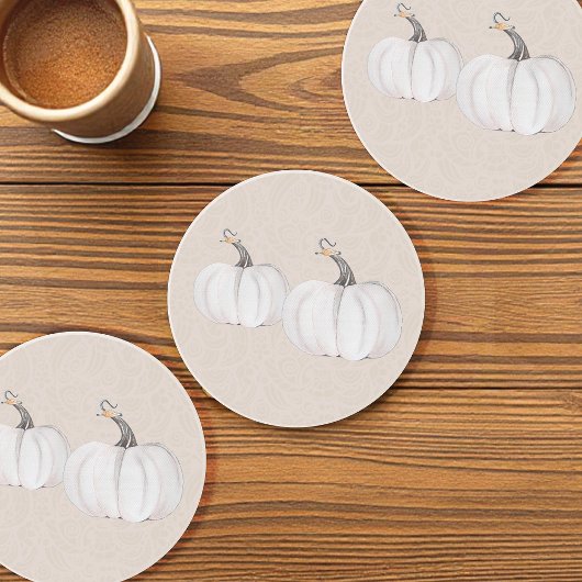 White Pumpkins Waterverf Art Pattern Zandsteen Onderzetter