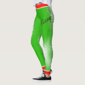 White Punt Pattern on Green met Jouw naam Leggings (Links)