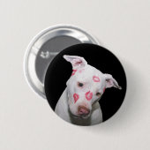 White Puppy Dog Love, verzegeld met Lipstick Kisse Ronde Button 5,7 Cm (Voorkant /achterkant)