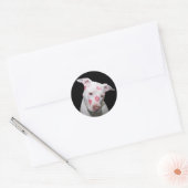 White Puppy Dog Love, verzegeld met Lipstick Kisse Ronde Sticker (Envelop)