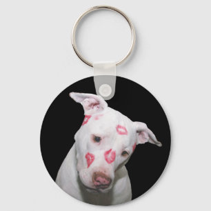 White Puppy Dog Love, verzegeld met Lipstick Kisse Sleutelhanger