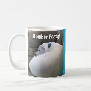 White Puppy Dog Slumber Party Blue Hot Chocolate Koffiemok