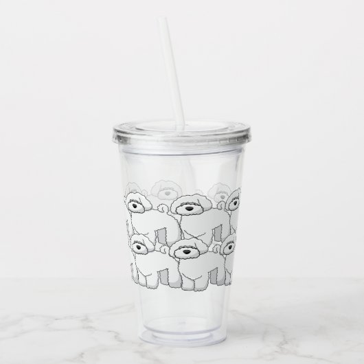 White Puppy Pattern overspoelen Acryl Drinkbeker (Links)