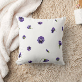 White Purple Japanese Pansy Floral Pattern Kussen