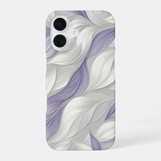 White Purple Leaf Elegant Pattern iPhone 16 Hoesje (Achterkant)