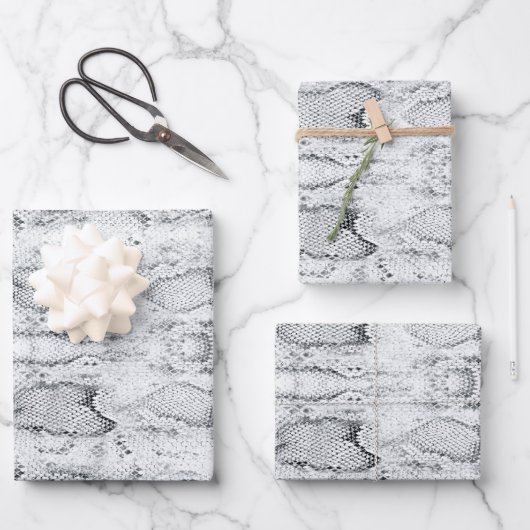 White Python Snake Skin Print Inpakpapier Vel (Voorkant)