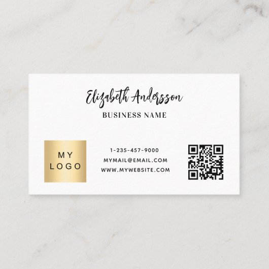 White qr code business logo Diskcard Klantenkaartje (Achterkant)