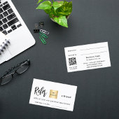 White qr code business logo verwijzingskaart kortingskaartje