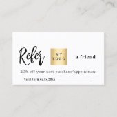 White qr code business logo verwijzingskaart kortingskaartje (Voorkant)