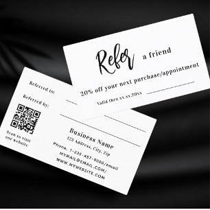 White qr code business verwijzingskaart kortingskaartje