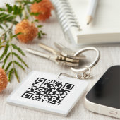 White QR CODE Custom Sleutelhanger (Voorkant Rechts)