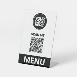 White Qr Code Menu | Logo Contactless Modern Reclamebord Met Voetstuk