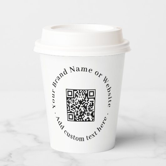 White QR Code | Minimalist Modern Business Design Papieren Bekers (Voorkant)