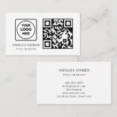 White QR Code | Modern Minimal Custom Contact  Visitekaartje (Voorkant / Achterkant)