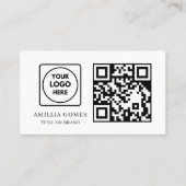 White QR Code | Modern Minimal Custom Contact  Visitekaartje (Voorkant)