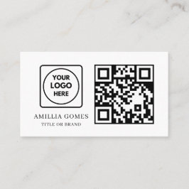 White QR Code | Modern Minimal Custom Contact  Visitekaartje