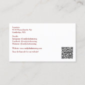 White QR Code School Teacher  Red Apple   Visitekaartje (Achterkant)