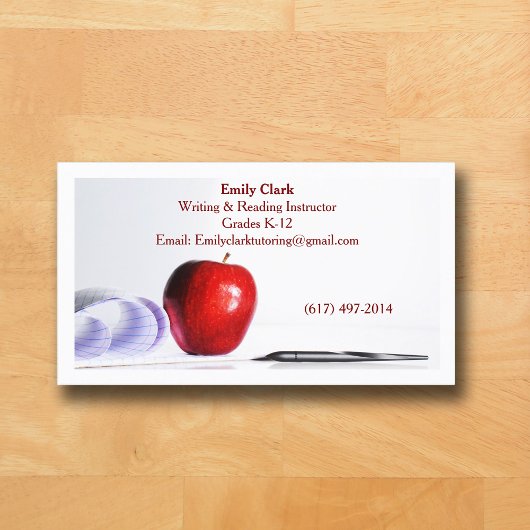 White QR Code School Teacher  Red Apple   Visitekaartje