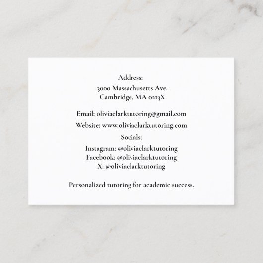 White QR Code Tutor Teacher Globe & Book Classroom Visitekaartje (Achterkant)