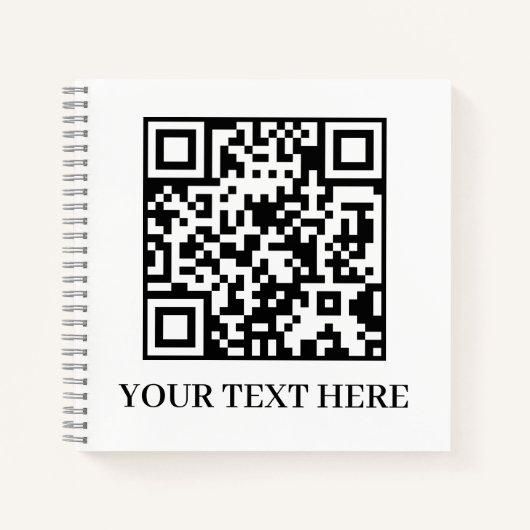 White QR | Minimalist Clean Custom Text Notitieboek (Voorkant)