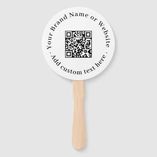 White QR | Minimalist Clean Round Design Handwaaier (Voorkant)
