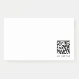 White QR | Modern Minimalist Custom Text Post-it® Notes