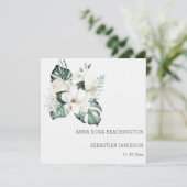 *~* White QR + RSVP Floral Bouquets AR15 Wedding Kaart (Staand voorkant)