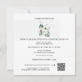 *~* White QR + RSVP Floral Bouquets AR15 Wedding Kaart (Achterkant)