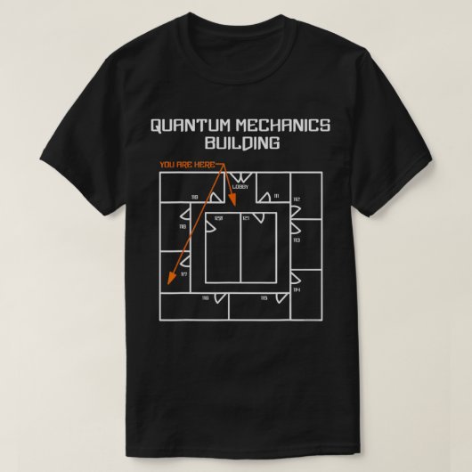 White Quantum Mechanics Building T-shirt (Design voorkant)