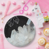 White Quartz Crystal Gemstone Geode Natural Stone Papieren Bordje (Feest)