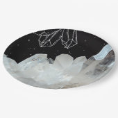 White Quartz Crystal Gemstone Geode Natural Stone Papieren Bordje (Gekanteld)