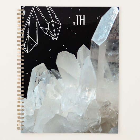 White Quartz Crystal Gemstone Geode Natural Stone Planner (Voorkant)