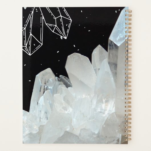 White Quartz Crystal Gemstone Geode Natural Stone Planner (Achterkant)