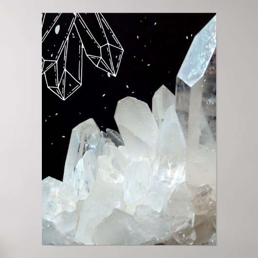 White Quartz Crystal Gemstone Geode Natural Stone Poster (Voorkant)