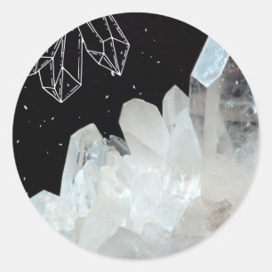 White Quartz Crystal Gemstone Geode Natural Stone Ronde Sticker