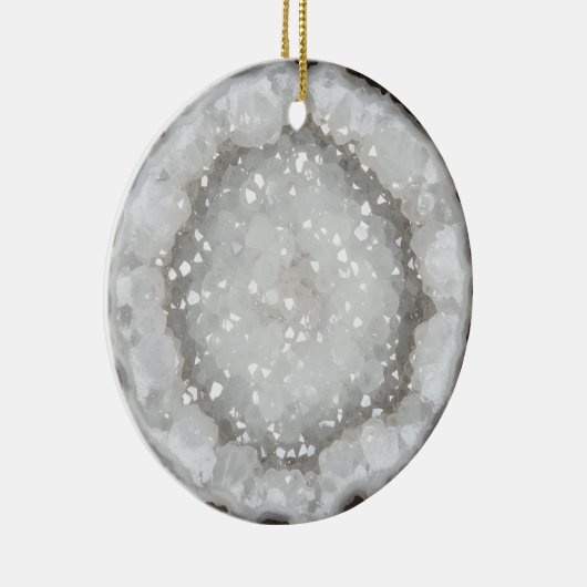 White Quartz Crystal Gemstone Geode Printed Keramisch Ornament (Rechts)