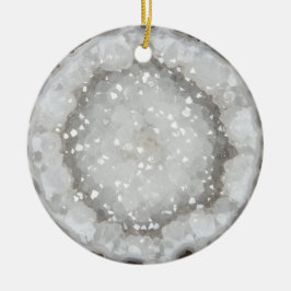 White Quartz Crystal Gemstone Geode Printed  Keramisch Ornament
