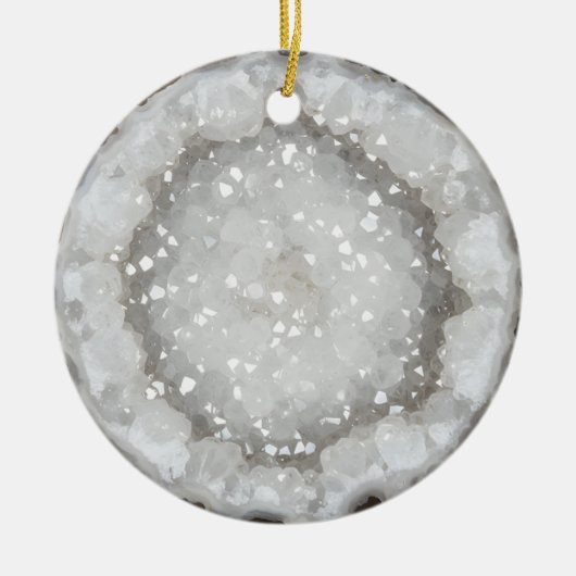 White Quartz Crystal Gemstone Geode Printed  Keramisch Ornament (Voorkant)