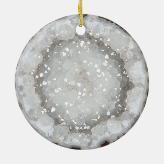 White Quartz Crystal Gemstone Geode Printed  Keramisch Ornament (Achterkant)
