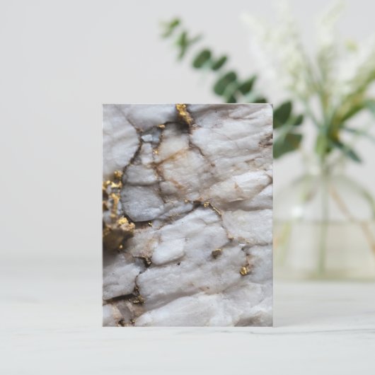 White Quartz met Gold Veining Briefkaart (Staand voorkant)