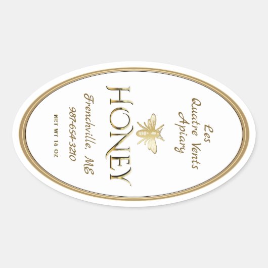 White Queenline Honey Label Heraldic Bee Gold (Voorkant)