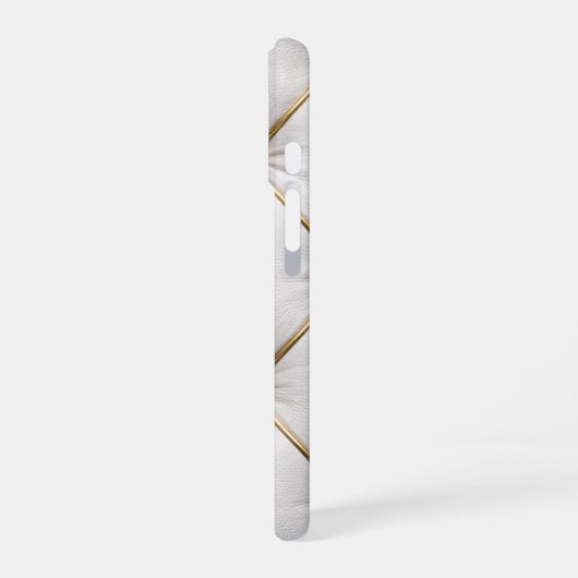 White Quilted Leather & Gold Studs Phone Case iPhone 16 Hoesje (Linkerkant)