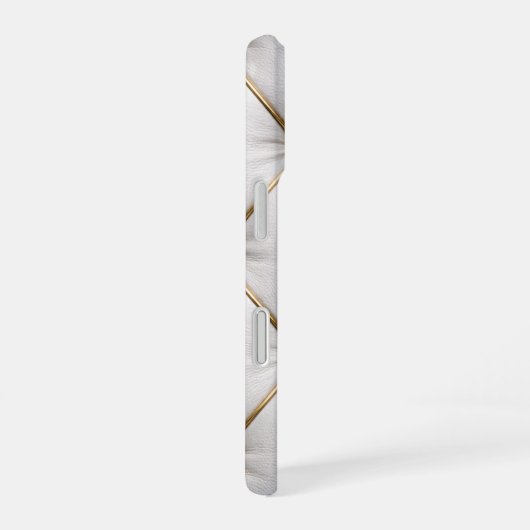 White Quilted Leather & Gold Studs Phone Case iPhone 16 Hoesje (Rechterkant)
