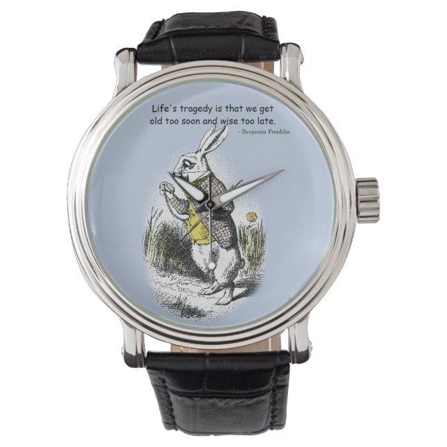  White Rabbit Age of Wisdom Quote Watch Horloge (Voorkant)
