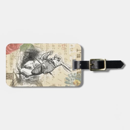White Rabbit Alice in Wonderland Art Bagagelabel (Voorkant horizontaal)