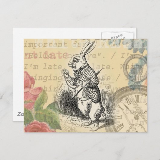 White Rabbit Alice in Wonderland Art Briefkaart (Voorkant / Achterkant)