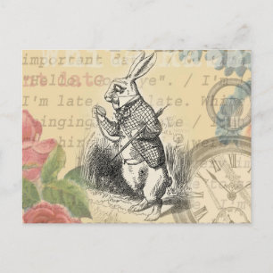 White Rabbit Alice in Wonderland Art Briefkaart