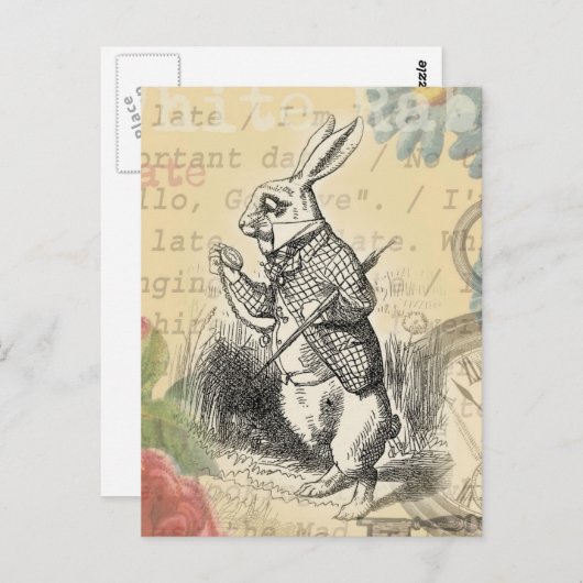 White Rabbit Alice in Wonderland Art Briefkaart (Voorkant / Achterkant)